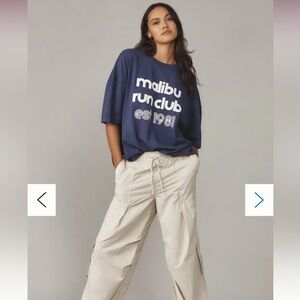 NEW Anthropologie oversized Tee | US Blanks Malibu Navy Graphic Tee Size Large